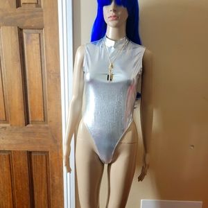 Silver metallic Bodysuit M